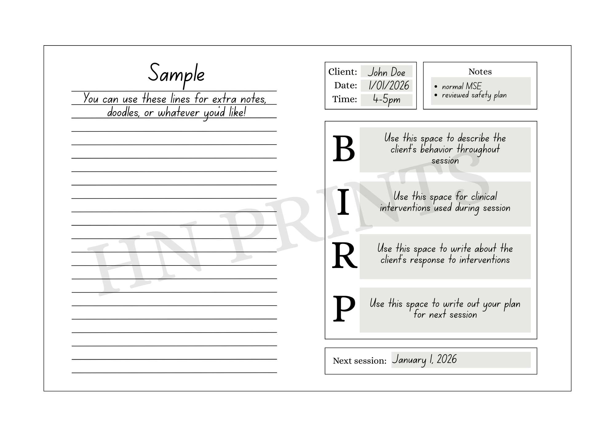 BIRP Notes Digital Download