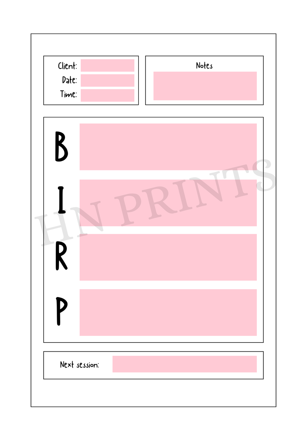 Bows BIRP Notes Session Journal
